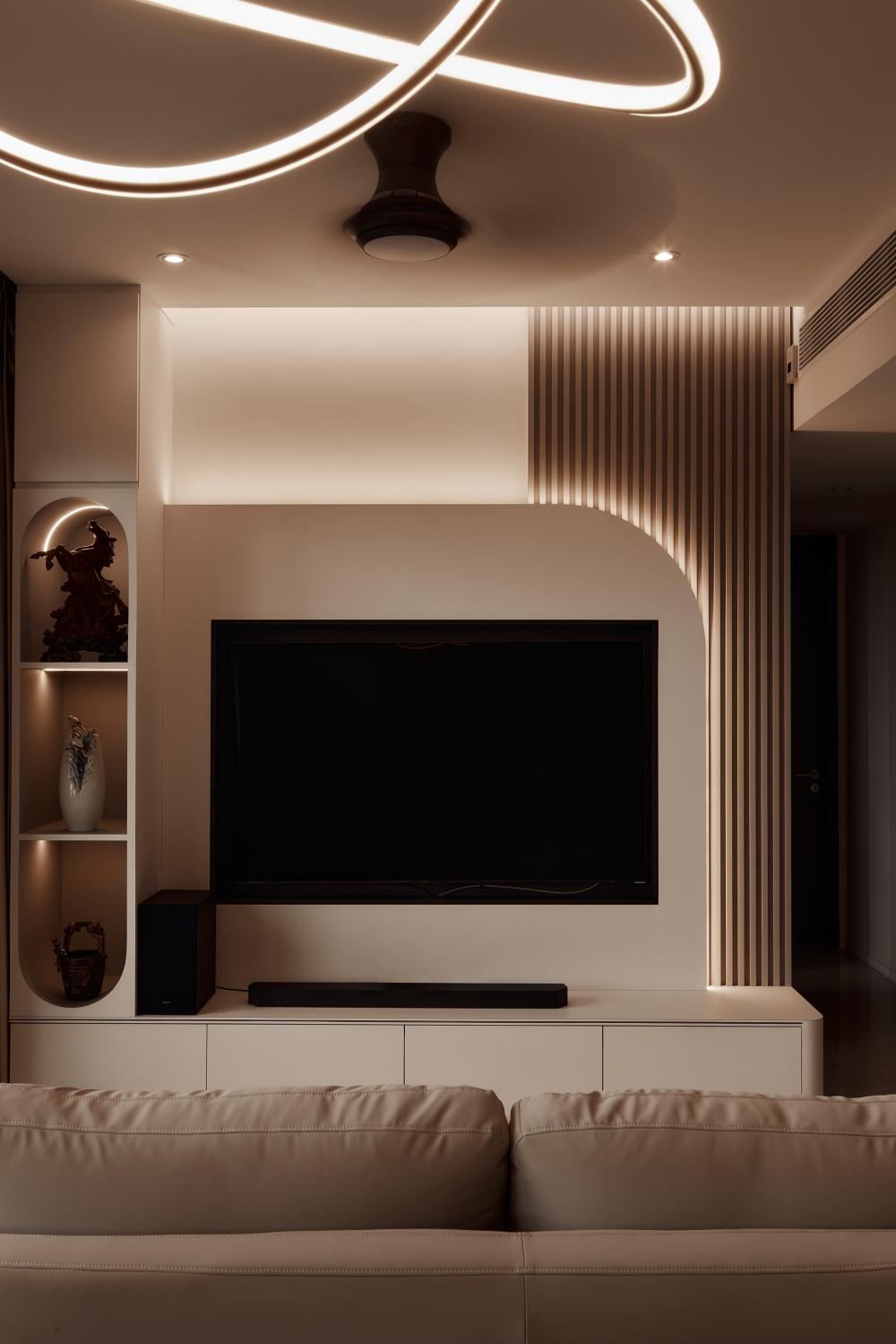Modern Living Room with TV Console and TV
