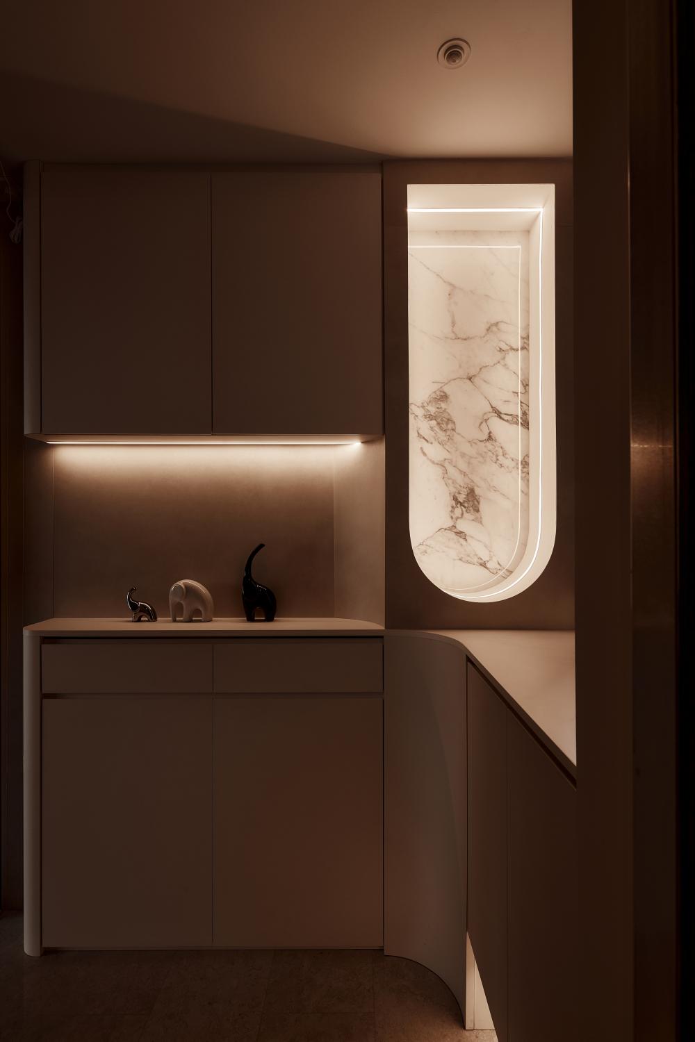 Modern Hallway with Storage Cabinets and Small Storage