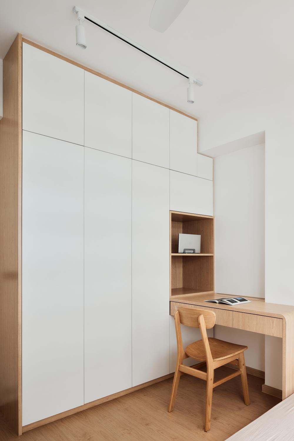 Minimalist Bedroom with Wardrobe and Closet