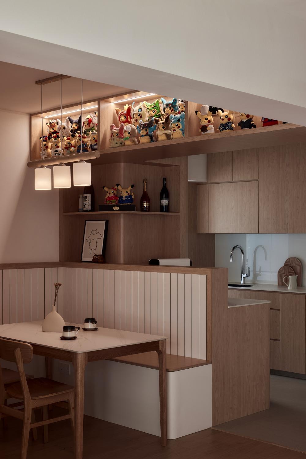 Minimalist Dining Room with Dining Table and Seating Bench