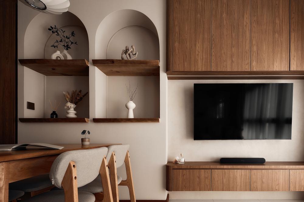 Modern Living Room with TV Console and Dining Table