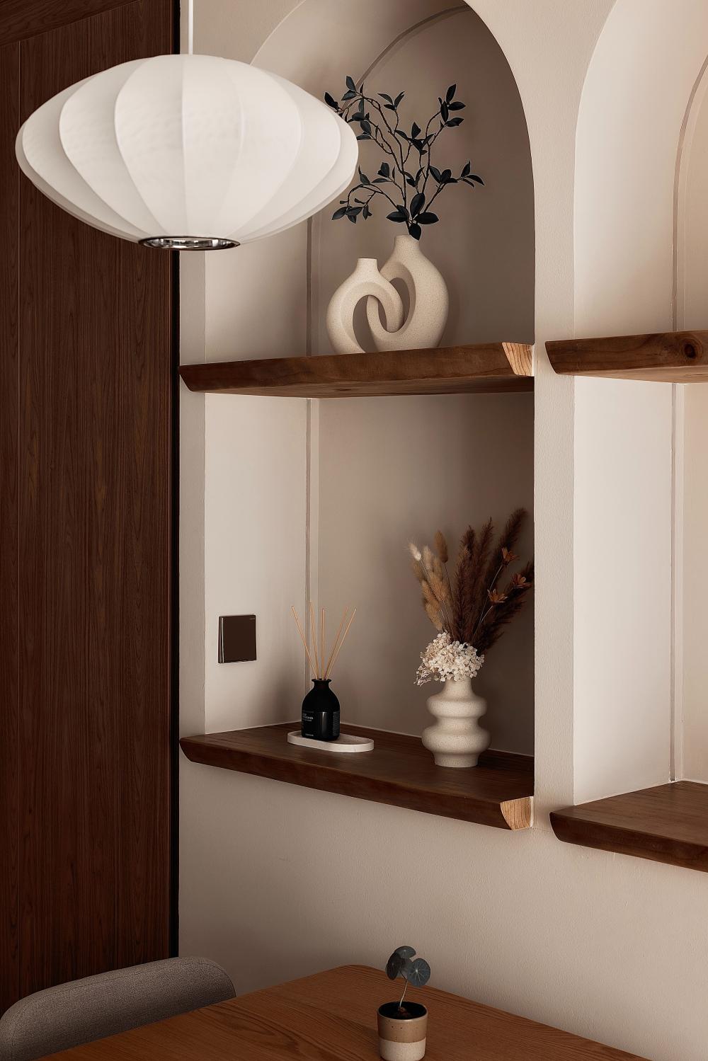 Modern Dining Room with Bookshelf and Dining Table