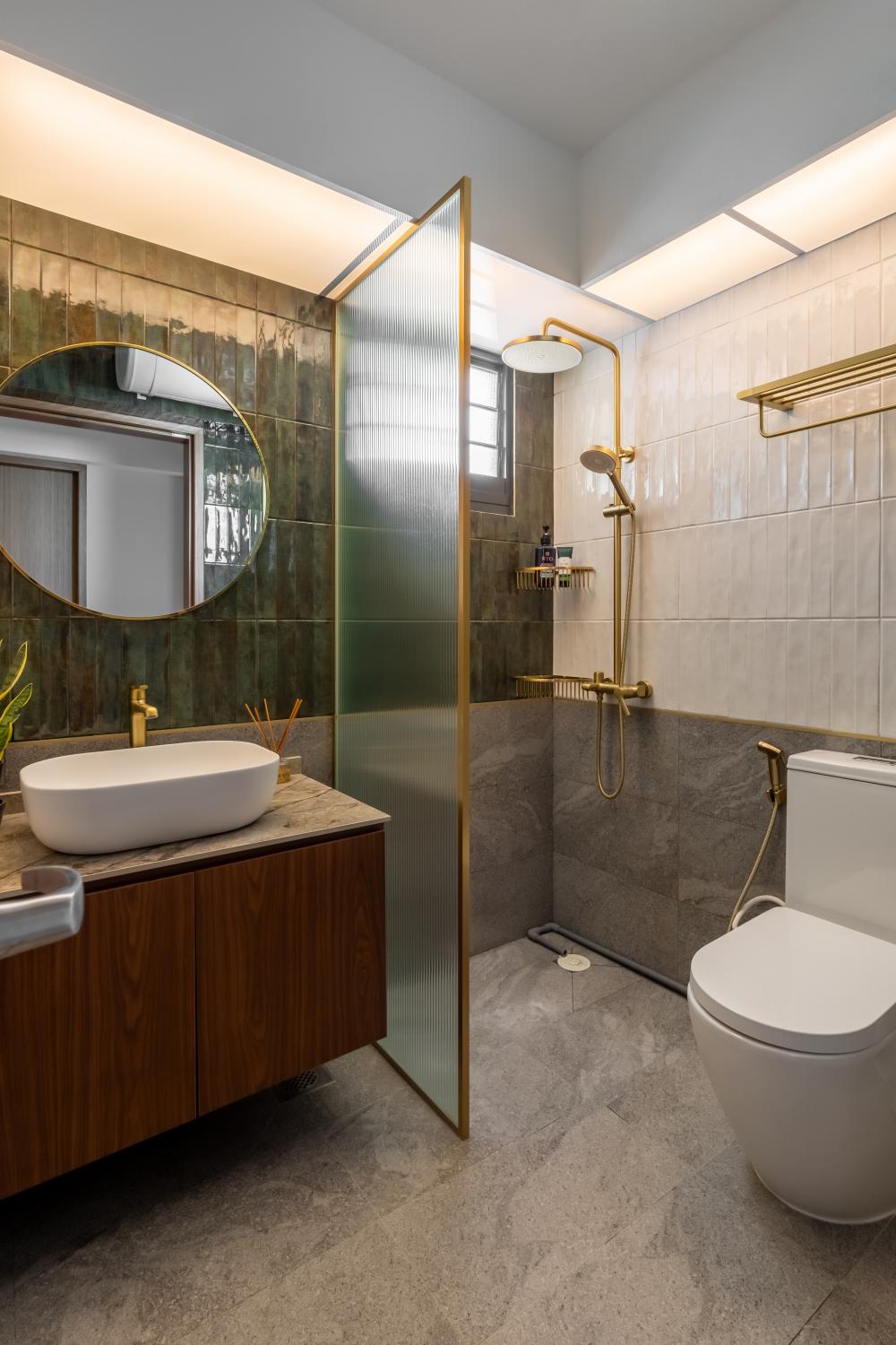 Minimalist Bathroom with Countertop and Vinyl Flooring