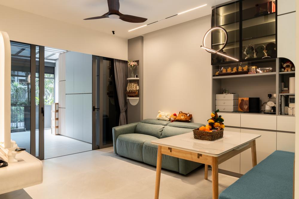 Modern Living Room with TV Console and Feature Wall