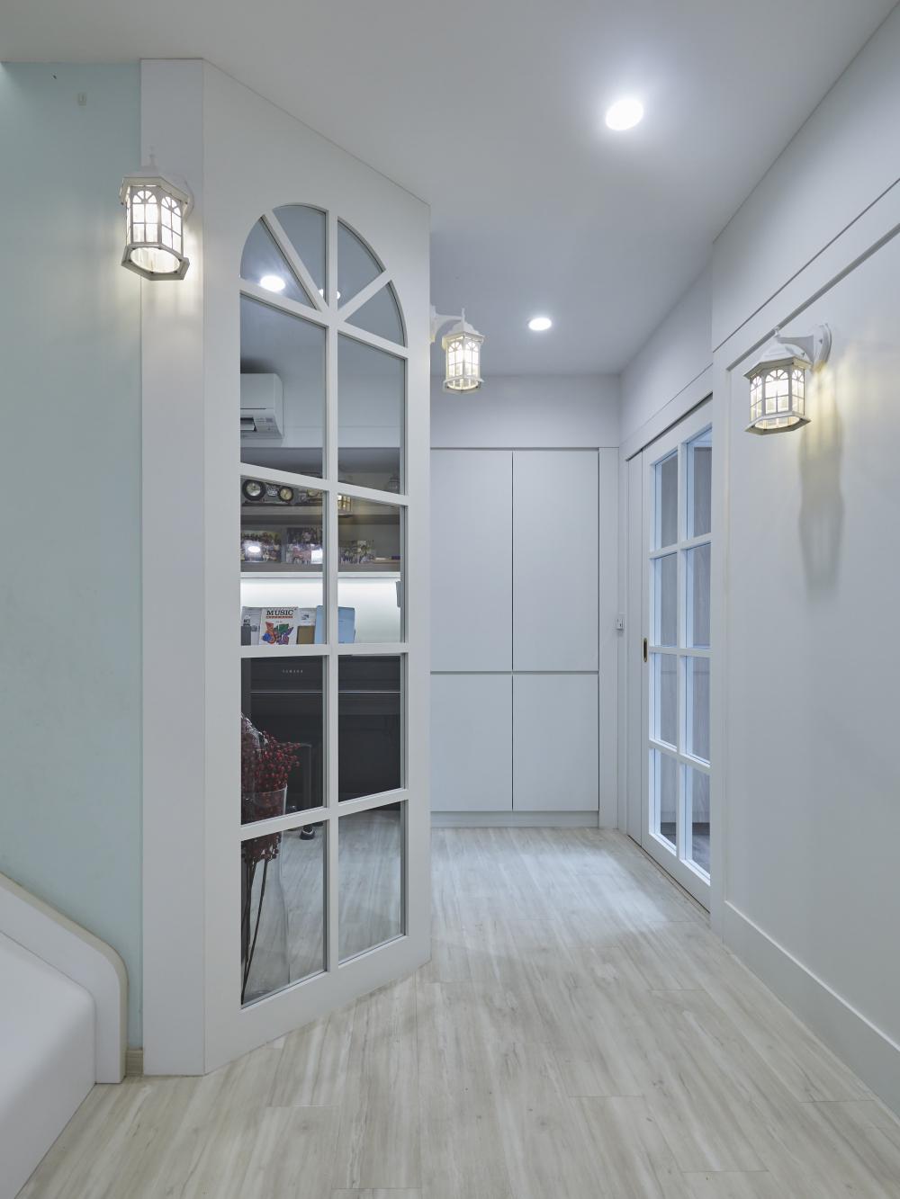 Scandinavian Living Room with Feature Wall and Drop Ceiling