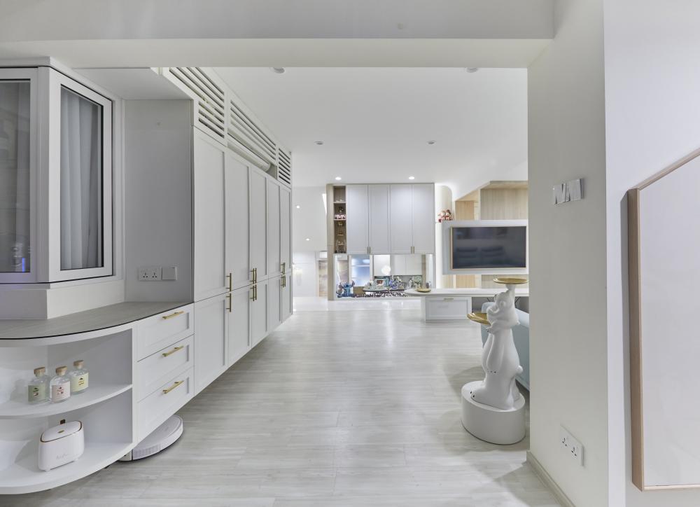 Scandinavian Living Room with TV Console and Mirror