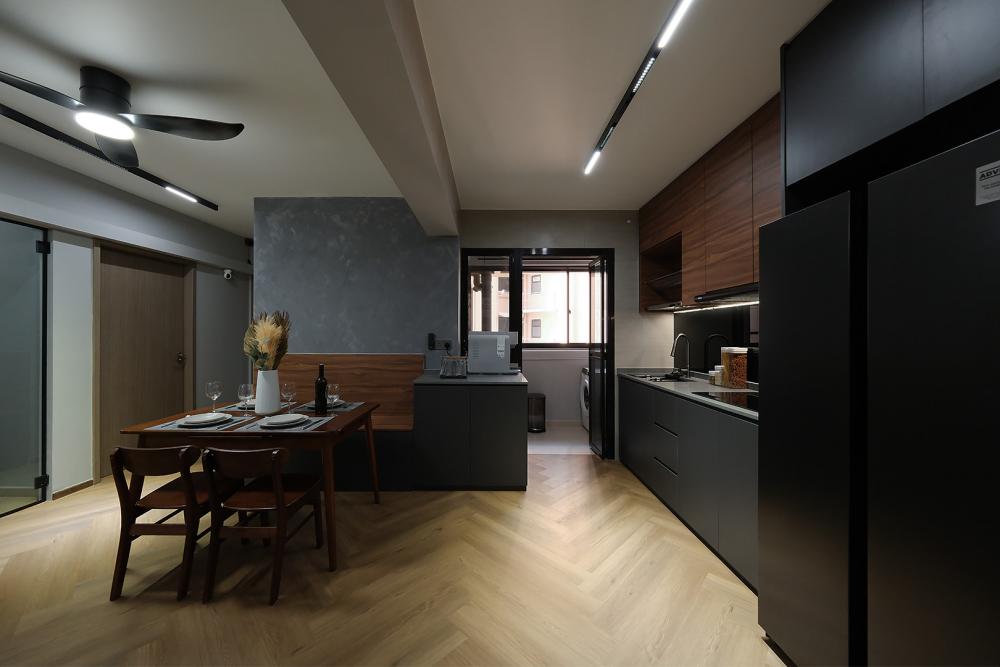 Minimalist Living Room with TV Console and Downlights