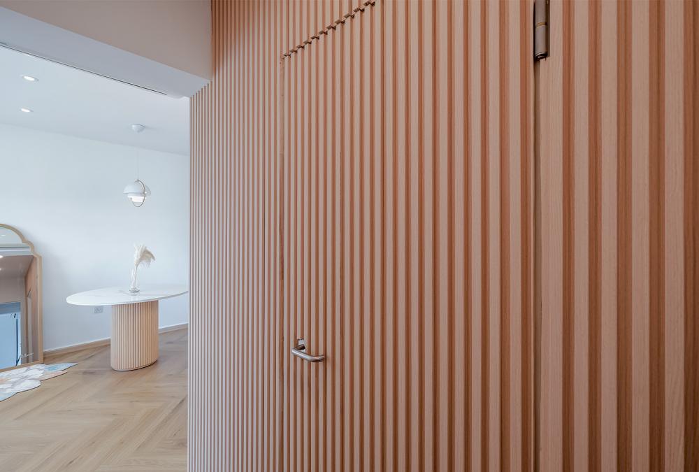 Minimalist Storeroom with Wall Shelves and Shelving Units