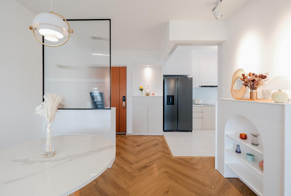Minimalist Entryway with Mirror and Shoe Cabinets