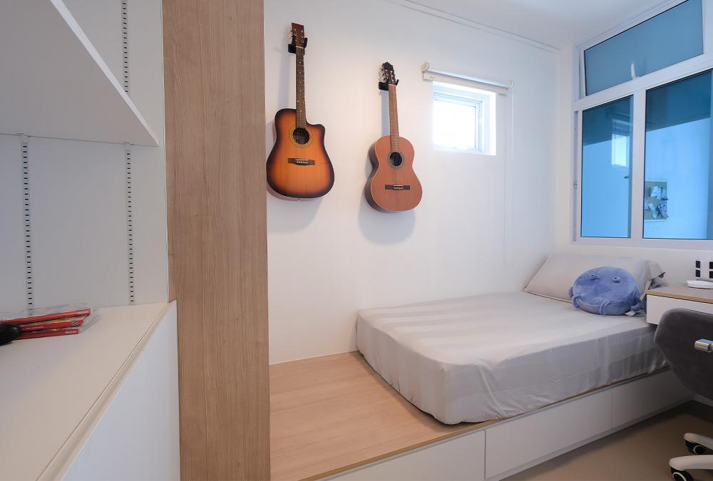 Scandinavian Bedroom with Built-in Bed and Closet