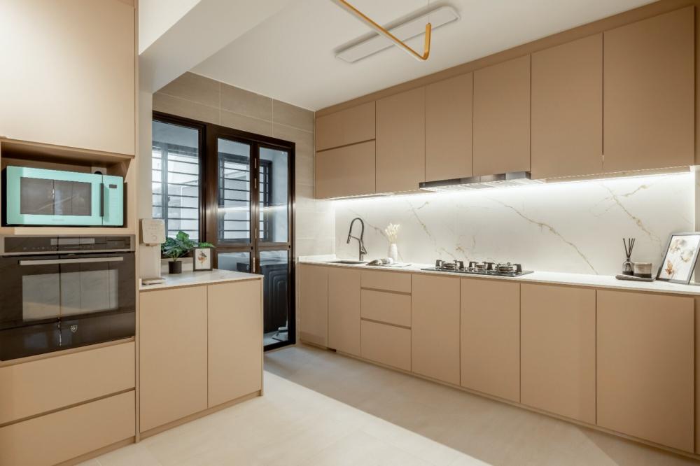 Modern Kitchen with Countertop and Kitchen Window