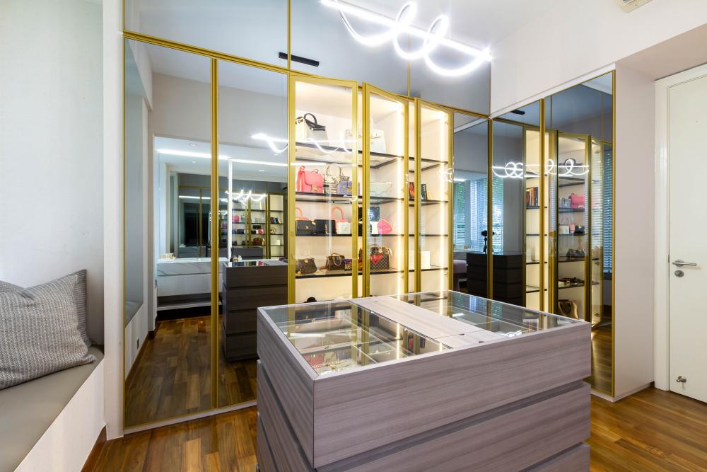 Modern Walk-in Wardrobe with Mirror and Wardrobe