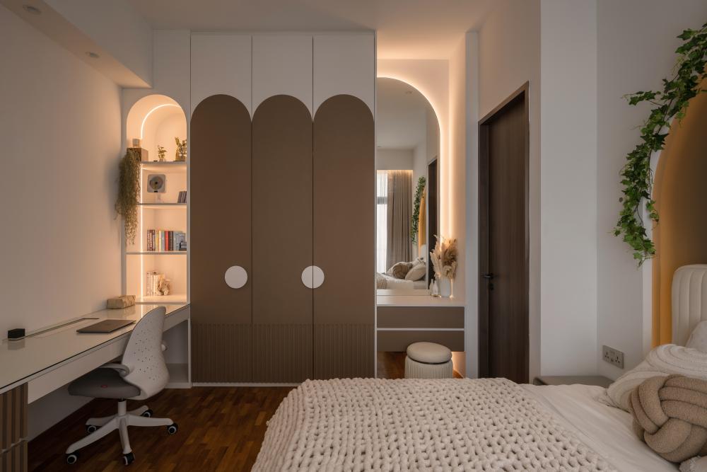 Contemporary Bedroom with Lighting and Lamps