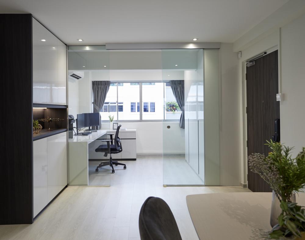 Scandinavian Living Room with TV Console and Feature Wall