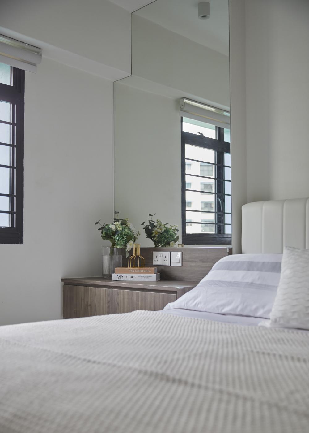 Scandinavian Bedroom with Granite Floor and Single Bed
