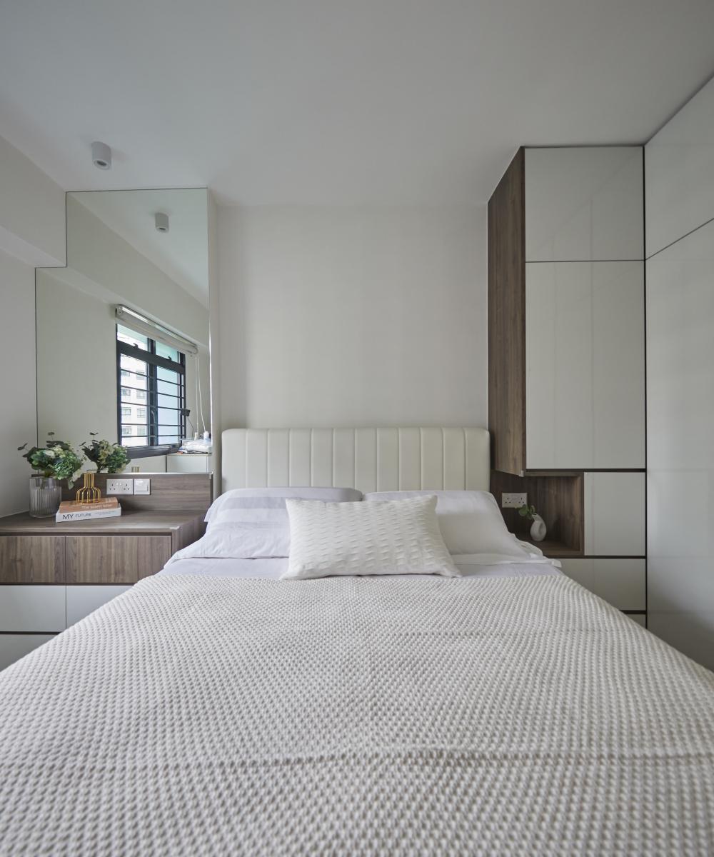 Scandinavian Bedroom with Cove Lighting and Downlights