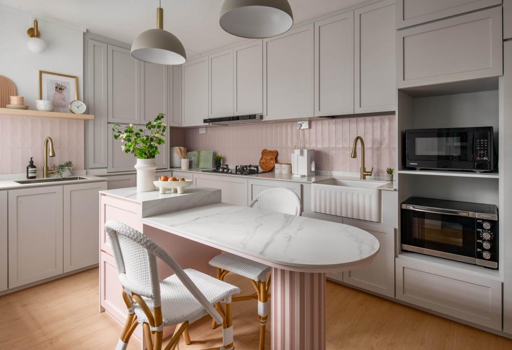 Scandinavian Kitchen with Kitchen Island and Cupboard