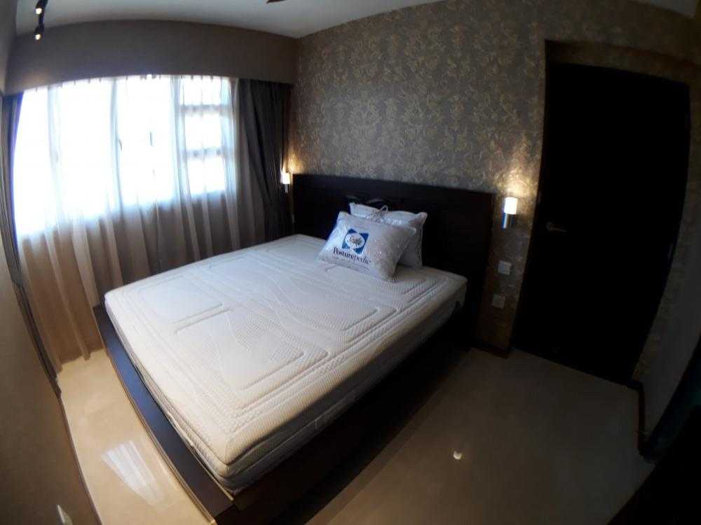 Contemporary Bedroom with Marble Floor and Wallpaper