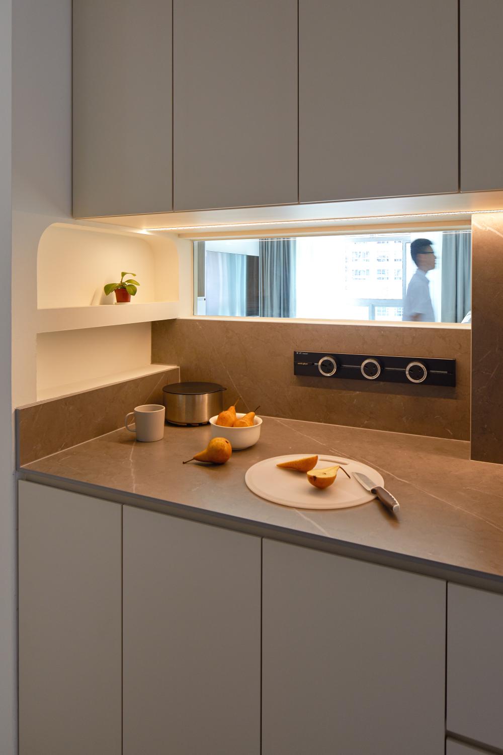 Modern Kitchen with Homogeneous Tiles and Kitchen Island