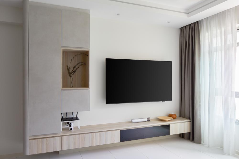 Modern Living Room with TV Console and Feature Wall
