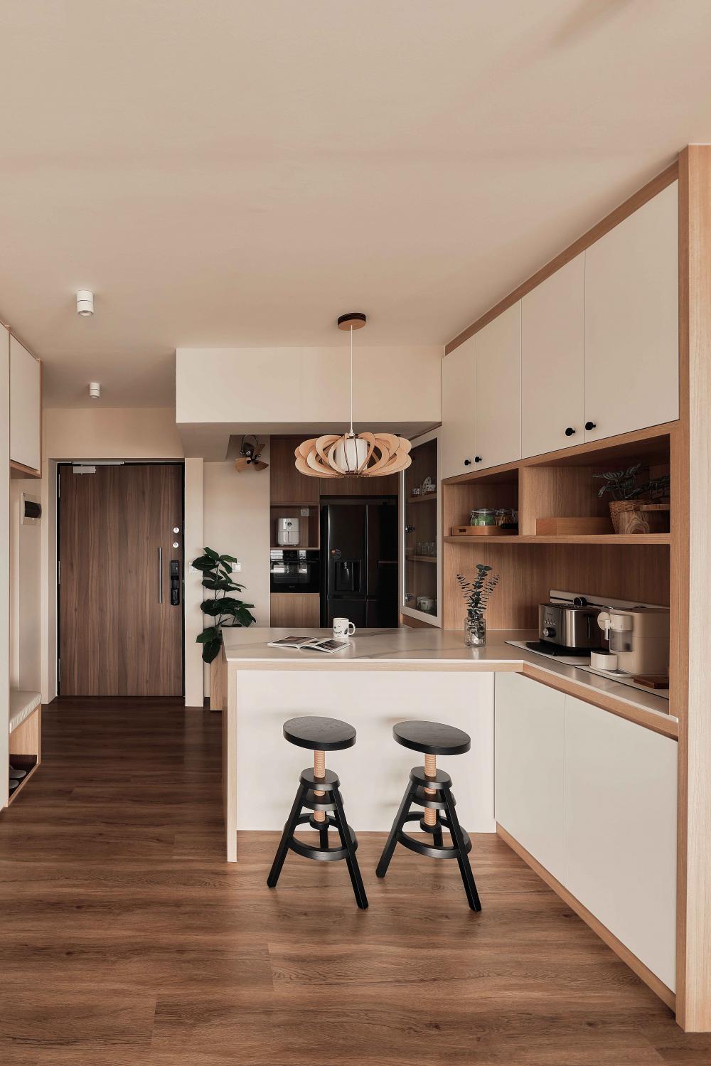 Scandinavian Entryway with Mirror and Shoe Cabinets