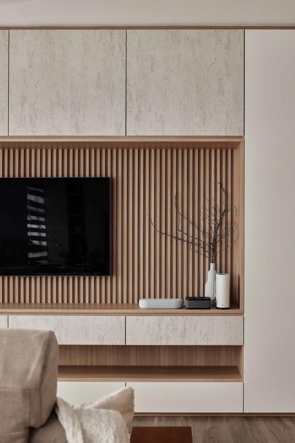 Scandinavian Living Room with TV Console and Wood TV Console