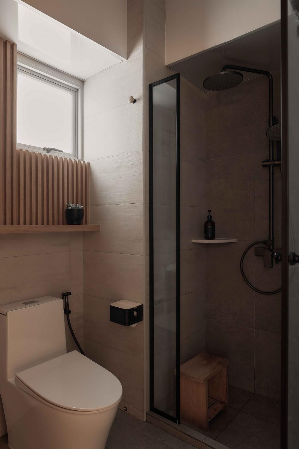 Scandinavian Bathroom with Mosaic and Bathroom Accessories