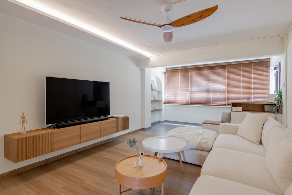 Scandinavian Living Room with Settee and Vinyl Flooring