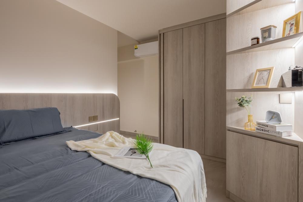 Scandinavian Bedroom with Cove Lighting and Wardrobe