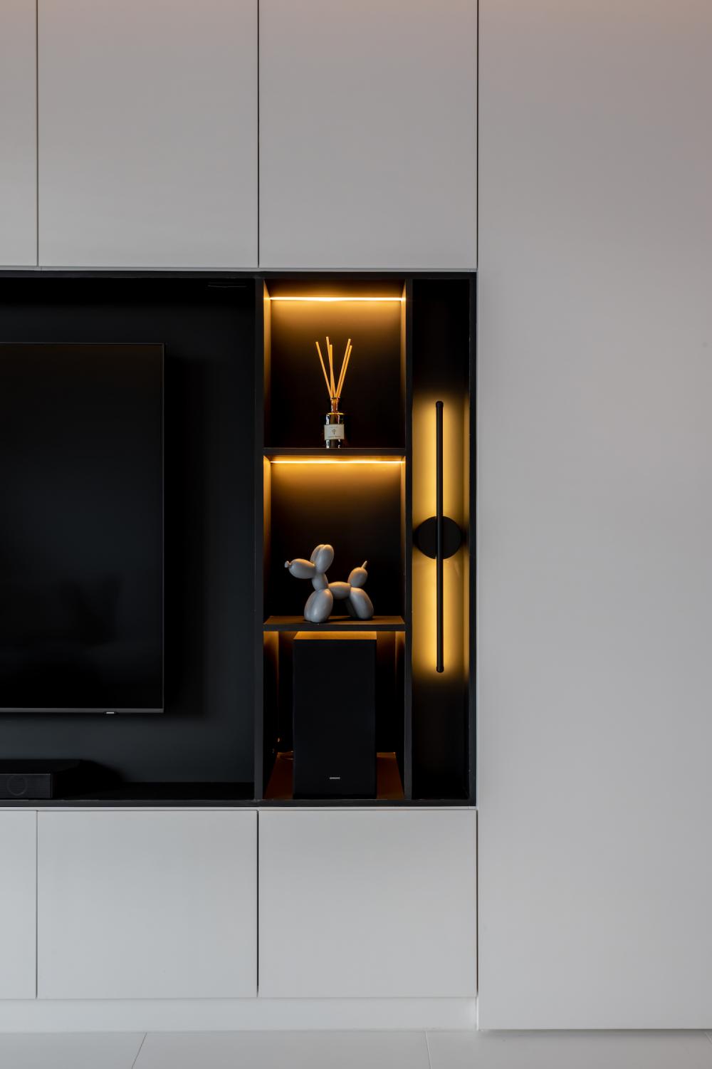 Contemporary Living Room with TV Console and TV