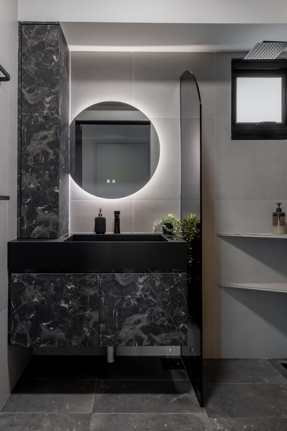 Contemporary Bathroom with Countertop and Mirror