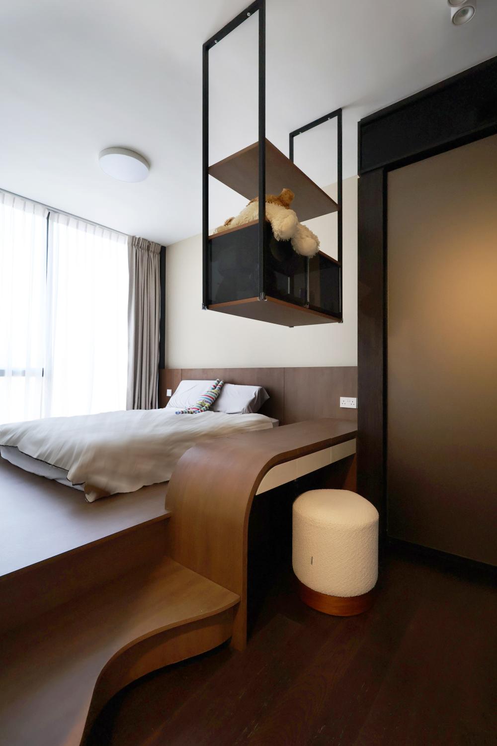 Contemporary Bedroom with Platform Bed and Queen Bed