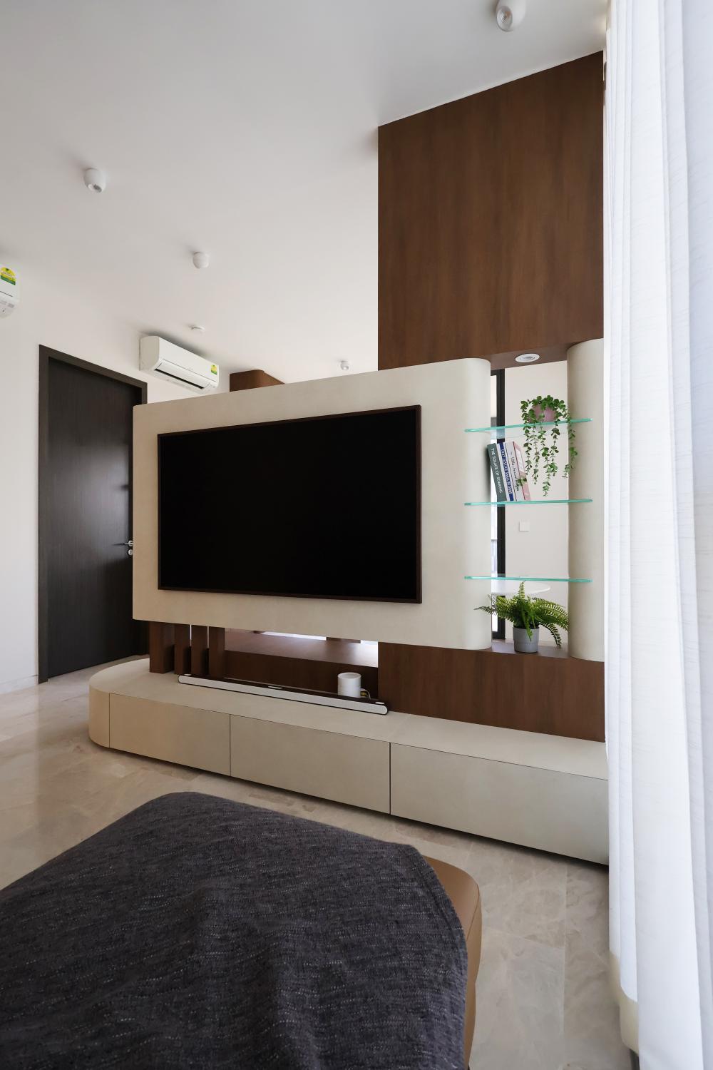 Contemporary Living Room with TV Console and Sofa