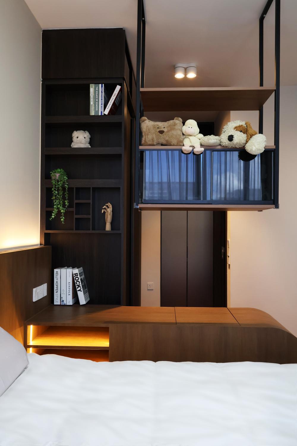 Contemporary Bedroom with Vinyl Flooring and Wardrobe
