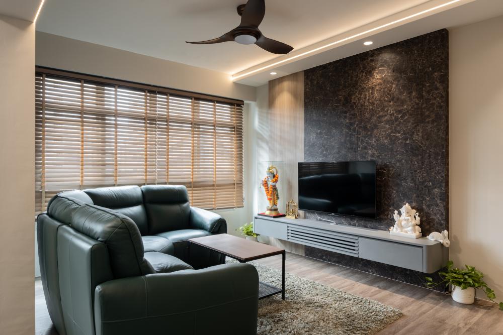 Modern Living Room with Vinyl Flooring and Sofa