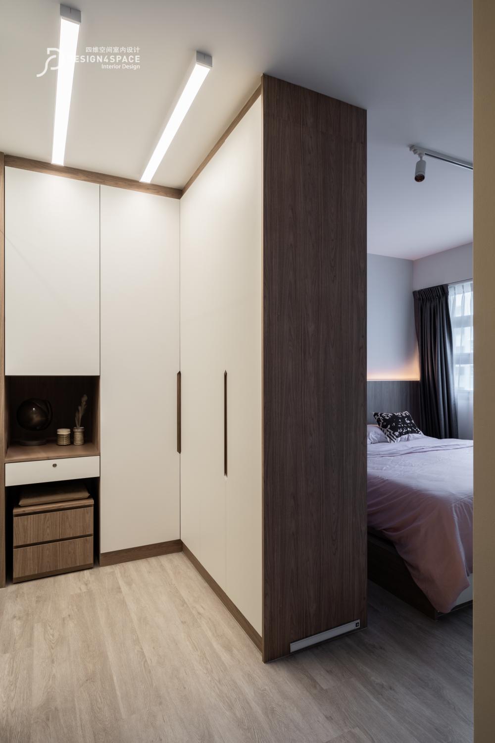 Modern Bedroom with Ceiling Light and Wardrobe