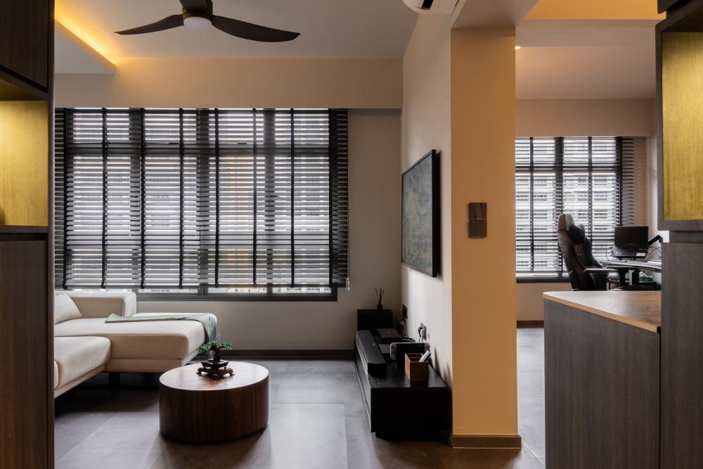 Contemporary Living Room with TV Console and Sofa