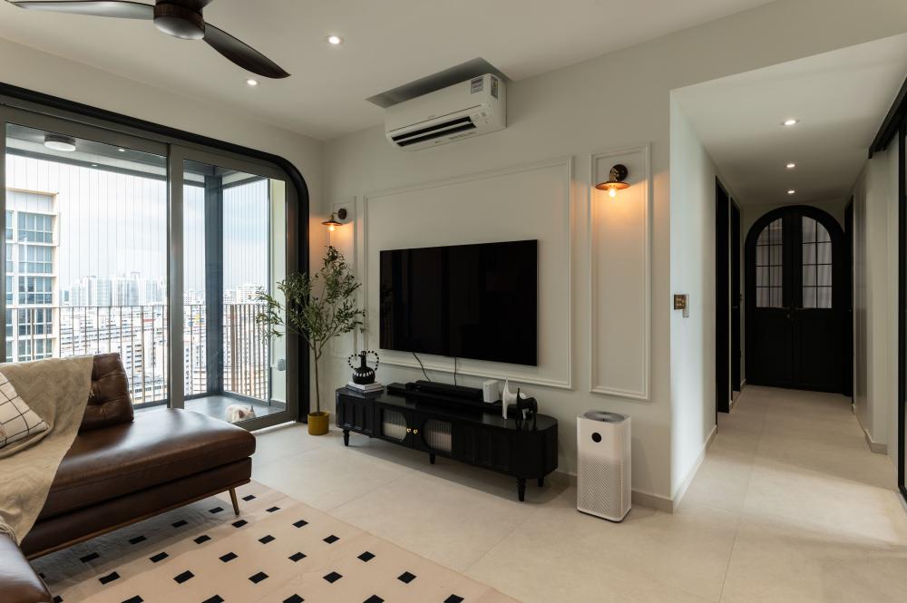 Modern Living Room with TV Console and Carpet