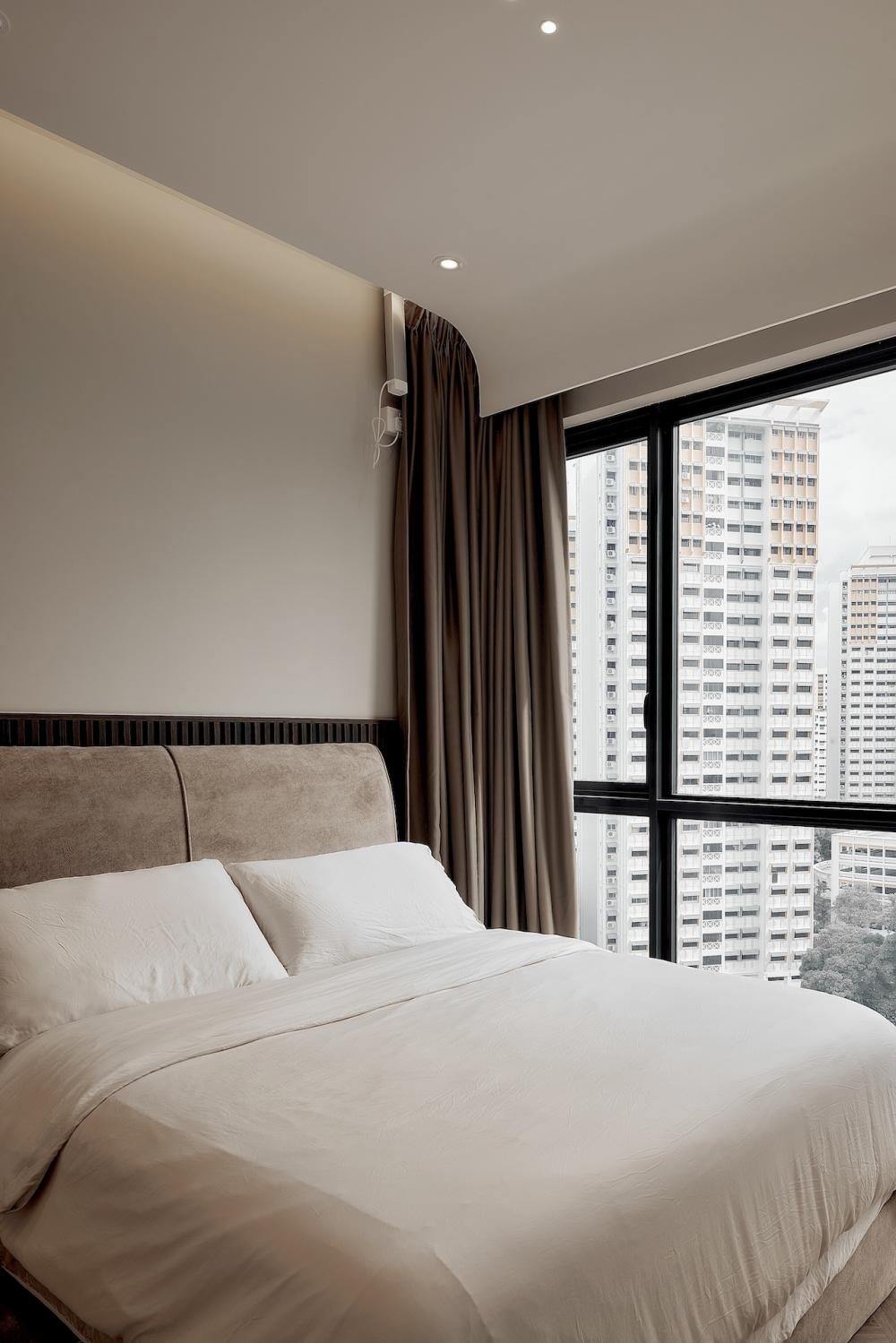 Modern Bedroom with Ceiling Light and Queen Bed
