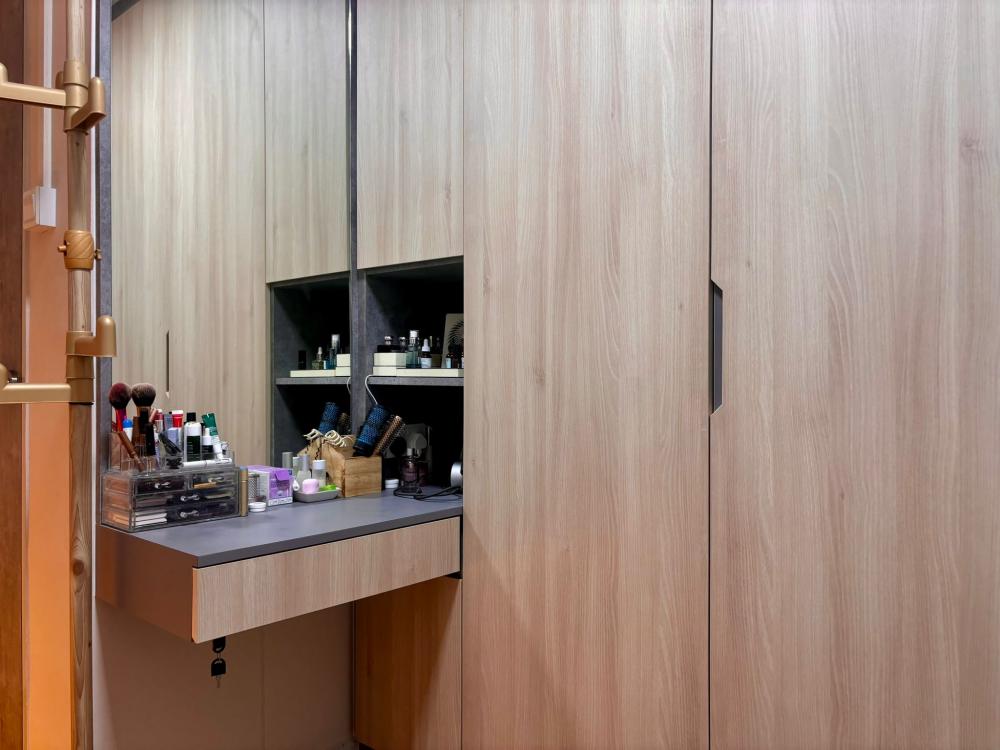 Asian Bedroom with Mirror and Wardrobe