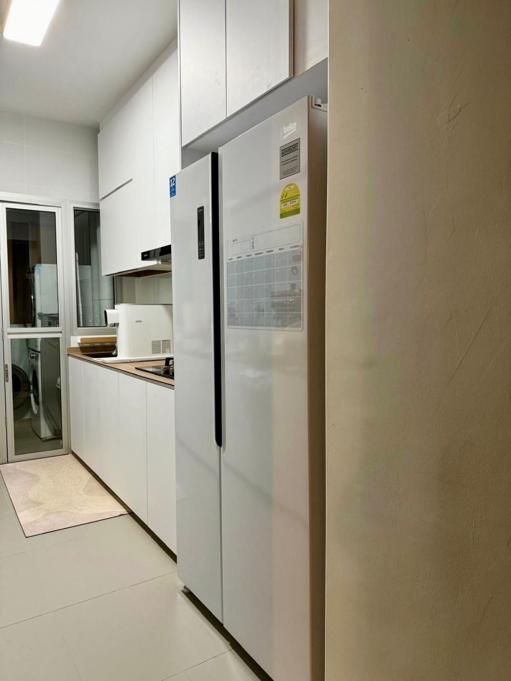 Scandinavian Kitchen with Countertop and Homogeneous Tiles