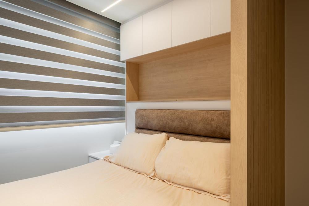 Contemporary Bedroom with Platform Bed and Homogeneous Tiles