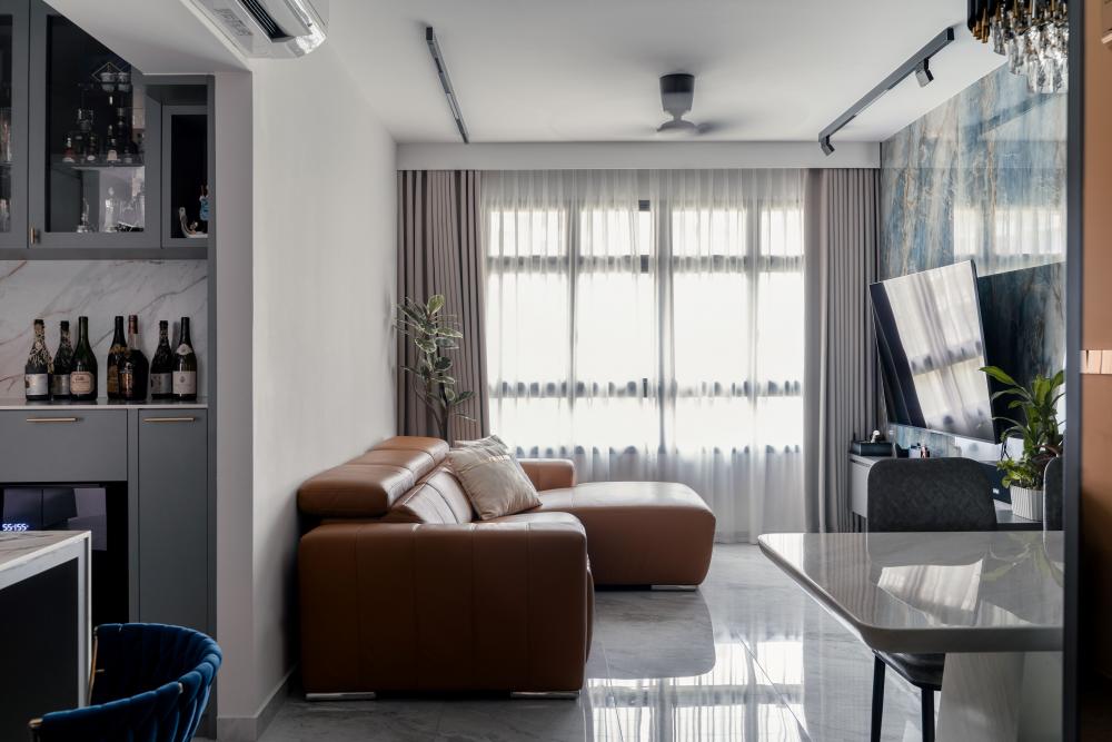 Contemporary Living Room with TV Console and Sofa