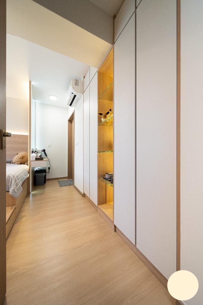 Contemporary Bedroom with Platform Bed and Vinyl Flooring