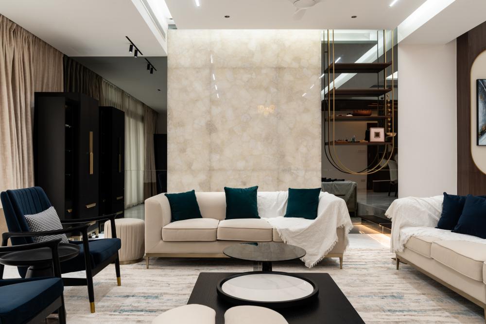 Modern Living Room with Feature Wall and Sofa