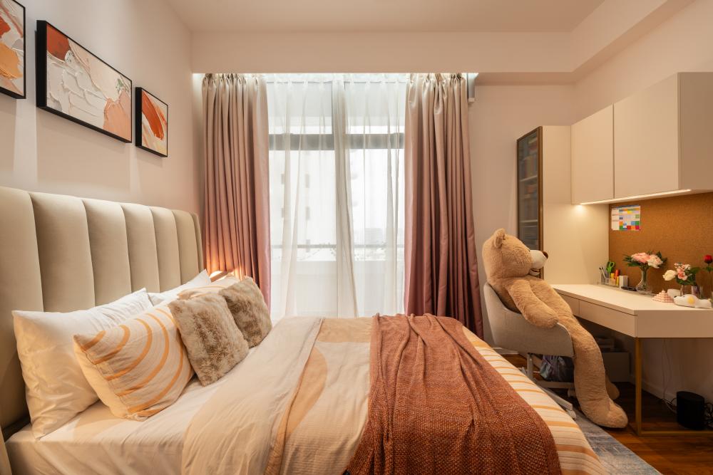 Modern Bedroom with Bookshelf and Wardrobe