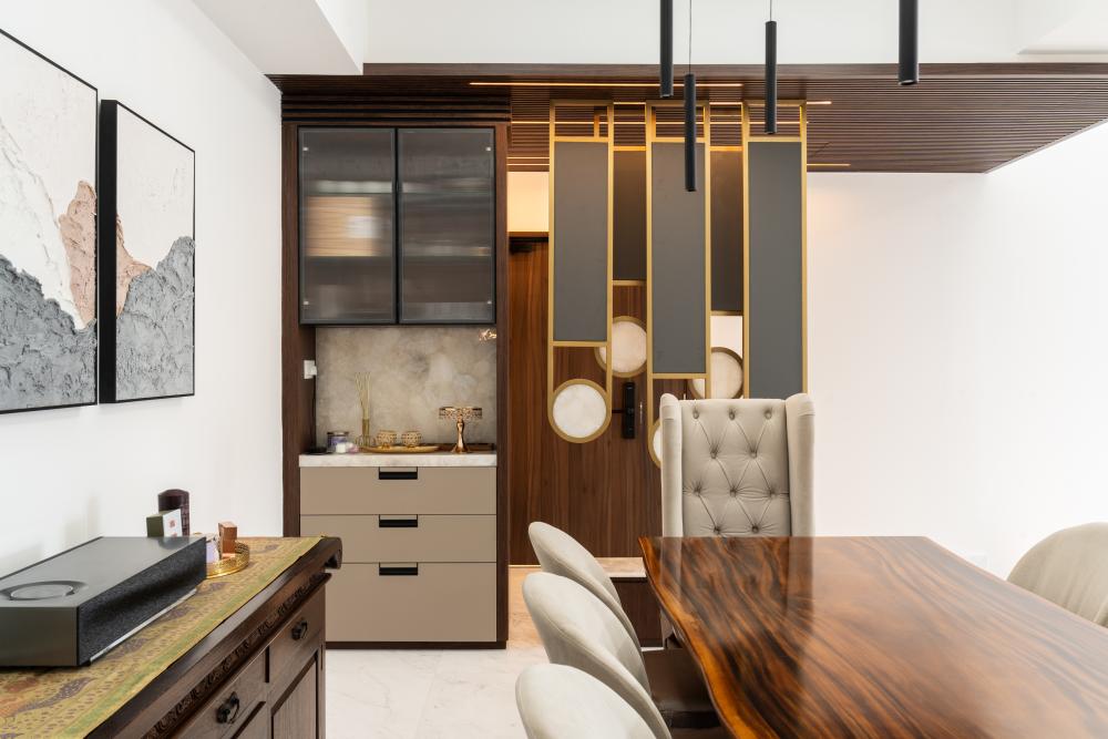 Modern Dining Room with Drop Light and Cove Lighting