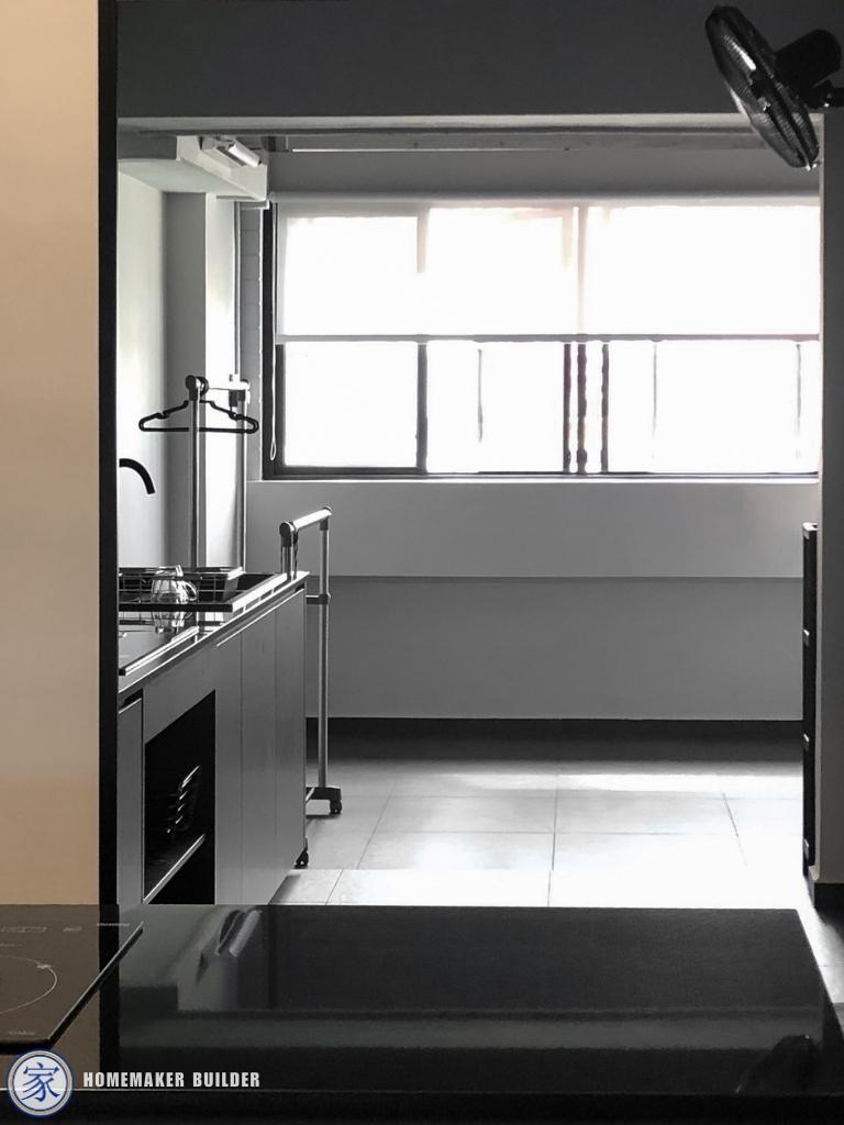 Industrial Kitchen with Countertop and Homogeneous Tiles