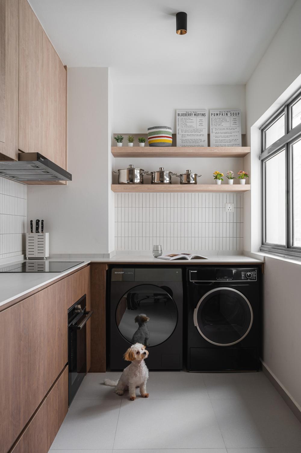 Modern Kitchen with Countertop and Kitchen Window