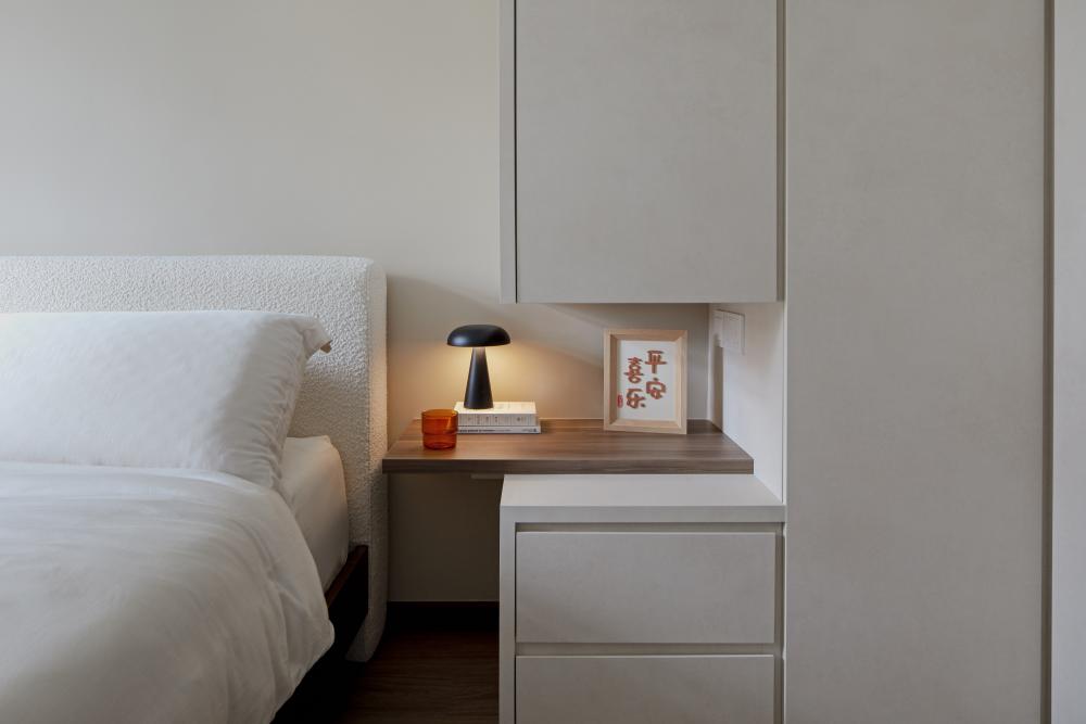 Scandinavian Bedroom with Bedside Table and Queen Bed